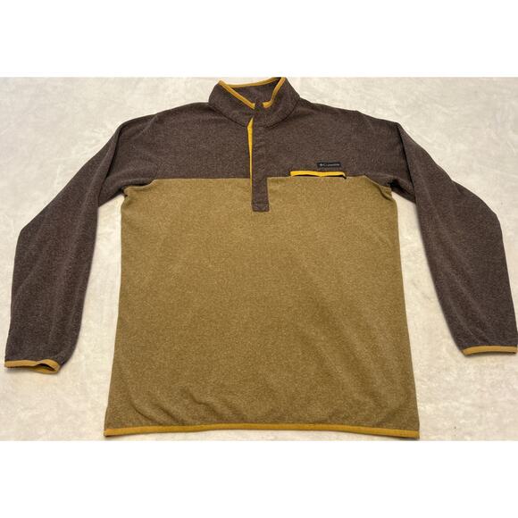 Columbia Sweatshirt Men’s Size Medium Brown Pullover 1/2 Button Mock Neck - Picture 1 of 6